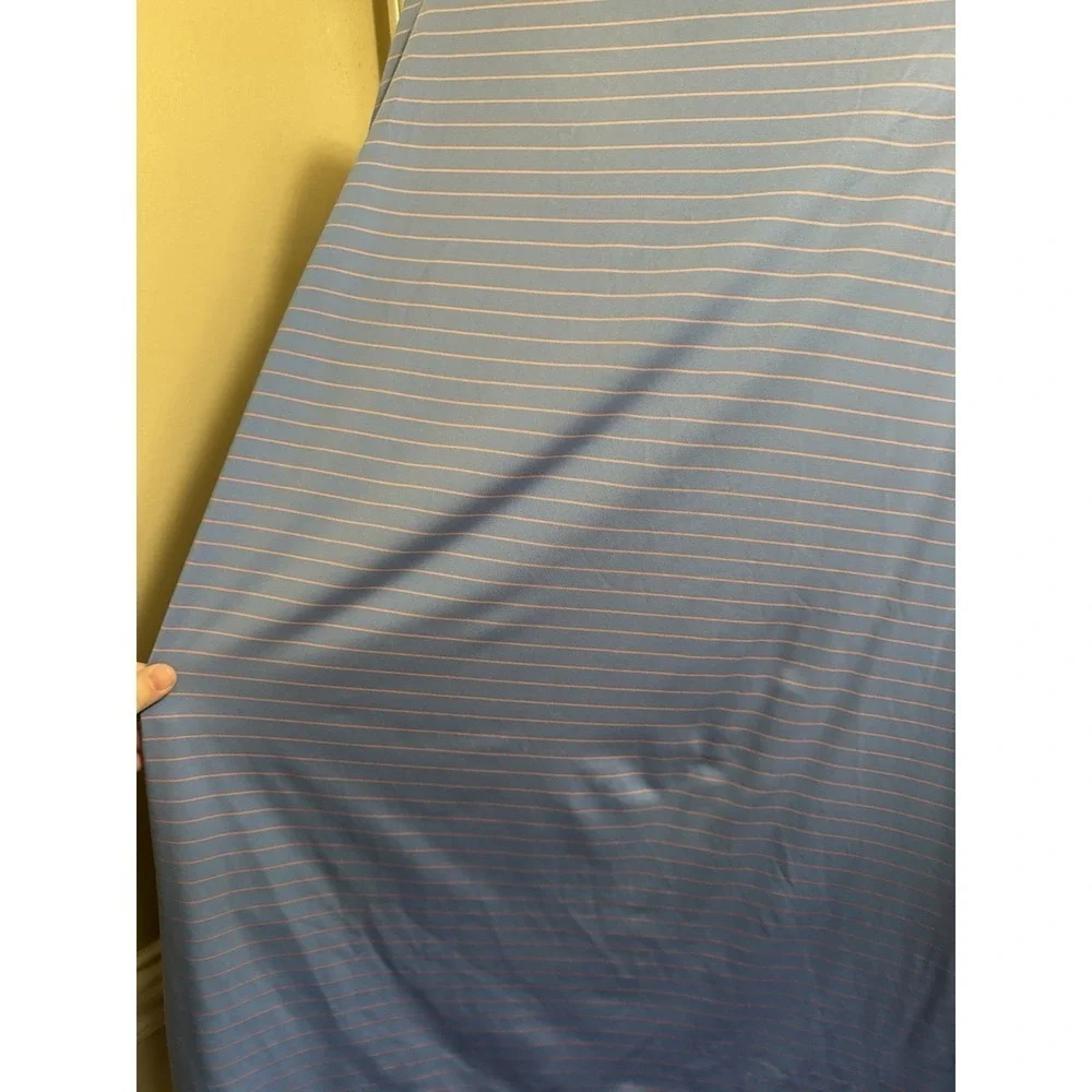 Peter Millar Summer Comfort Mens XL Polo Shirt Blue Pink Striped TX Golf Patch